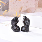 Natural Flame Stone Crystal Raven Statue 2" Healing Crystal Handmade Sculpture Guardian Pocket Statues Reiki Meditation Office Home Decoration Gift - color: Flame Stone