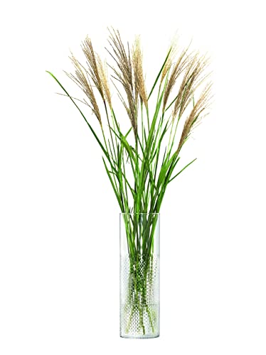 LSA International Wicker Tall Slim Vase 15.75”, Luxury Modern Decorative Glass Flower Holder with Textured Finish - size: 15.75"