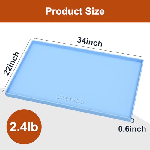 ukeetap Extra Thick Silicone Mat Waterproof with Raised Edge 34" x 22", Under Sink Mat for Kitchen & Bathroom, Kitchen Cabinet Liner, Multi-Purpose for Storage & Protection, Blue - color: Blue, size: 34" x 22"