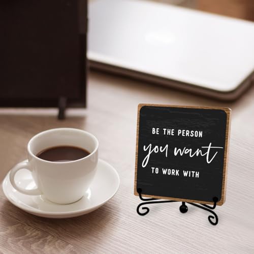 Inspirational Office Decor, Be The Person You Want to Work With Plaque, Office Gifts for Women Men Coworker, Motivational Office Table Desk Cubicles Accessories Decorations - style: Office Sign 02