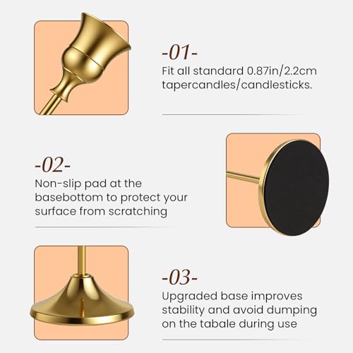 SylvaCraft Brass Gold Candle Holders Rustproof Taper Candlestick Holders for Holiday Party Table Centerpiece Wedding Fireplace Mantel Housewarming Gift(4 Sets(12 Pcs)) - size: 4 Sets(12 Pcs)