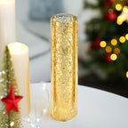 WGVI Hurricane Candle Holder Sleeve, W: 3", Ht: 14", Gold Speckled Glass Cylinder Open Both Ends, Chimney Tube Shade, 1 Piece - size: 3x14"H