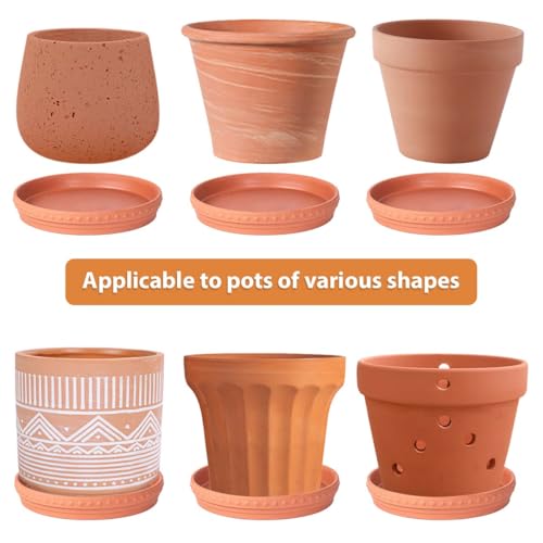 YBX 8-inch Plant Saucer Premium Terracotta Saucer Round Ceramic Plant Trays, Pack of 2 (Nature/Terracotta) - color: Terracotta