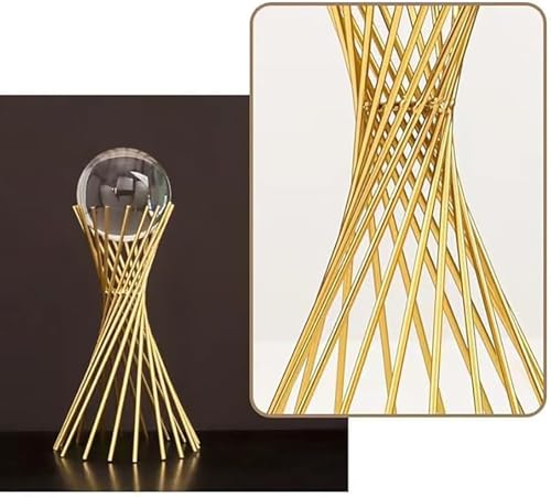 3D Modern Abstract Art Crystal Ball with Gold Iron Stand Decorative Ornaments for Living Room Bedroom TV Cabinet Crafts Gifts Office Home Deco (5.5" D x 3.1" W x 11.2" H) - style: 5.5"D x 3.1"W x 11.2"H