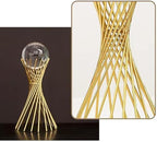 3D Modern Abstract Art Crystal Ball with Gold Iron Stand Decorative Ornaments for Living Room Bedroom TV Cabinet Crafts Gifts Office Home Deco (5.5" D x 3.1" W x 7" H) - style: 5.5"D x 3.1"W x 7"H