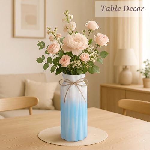 Gradient Blue Ceramic Bow Vase, Flower Vases Minimalism Style for Modern Home Decor, Decorative Vase for Living Room, Coffee Table, Office, Bookshelf and Farmhouse Table (Blue Gradient) - color: Blue Gradient