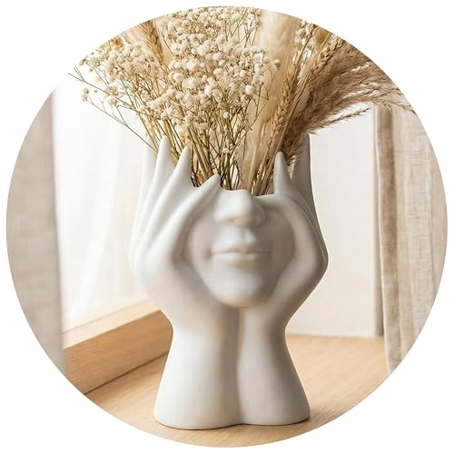 Abstract Human Body Art Face-Holding Sculpture | Home Decor/Makeup Brush Organizer + Office Desk Pen Holder | Multi-Use Gift for Family, Coworkers & Loved Ones