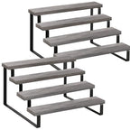 YINMIT Wooden Display Riser Stand, Tiered Perfume and Cologne Organizer Stand, 4 Tier Spice Rack Organizer, Rustic Display Shelf for Candles (4 Tier,2Pack,Grey) - color: 4 Tier,2Pack,Grey