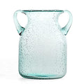 MDLUU Seeded Glass Vase, 4.6" W x 6.7" H, Clear, Double Ear Design, Coastal Modern Style, Perfect for Dining Room, Bedroom, Bathroom - size: 7" Tall