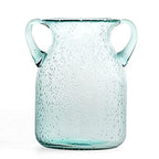 MDLUU Seeded Glass Vase, 4.6" W x 6.7" H, Clear, Double Ear Design, Coastal Modern Style, Perfect for Dining Room, Bedroom, Bathroom - size: 7" Tall