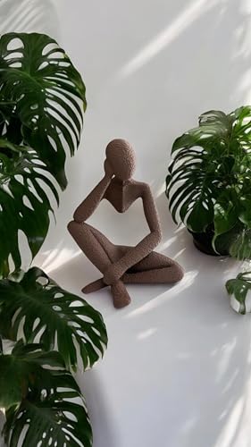Rivon Creations Ponder Minimalist Sculpture, Modern Abstract Home Decor, 3D Printed Art (Cocoa) - color: Cocoa