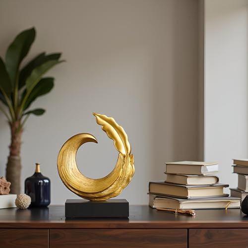 Abstract Art Sculpture, Resin Gold Decorative Statue, Modern Blue Ornaments for Living Room, Decorativas Modernas for Coffee Table/Entryway/Office Collectibles (Gold) - color: Gold
