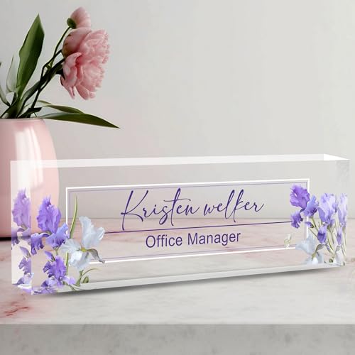 Name Plate for Desk Desk Name Plate Personalized, Office Desk Decor for Women & Men, Employee Appreciation Gifts The Office Gifts for Boss, Manager, Teacher, Nurse - color: Flower 6