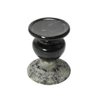 Creative Co-Op 2-Tone Sculptural Terracotta Pillar Candle Holder, Distressed Black - color: Black, size: 4.5" W x 5.25" H