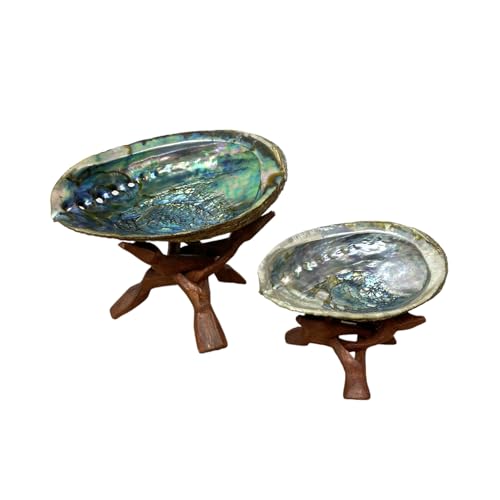 Pack of 2 Stands | 4" and 6" Wooden Tripod Stand - Hand Carved Room Decor Holder, Ideal Crystal Ball Stand, Rock Stand, Vase Holder Stand for Abalone Shell, Decorative Bowl, Sphere, or Geode JC-046-B - size: Pack of 2 Stands | 4" and 6"