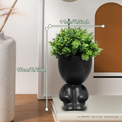 Zerzsy Fake Plants Artificial Succulents Plants for Room Bathroom Home Office Desk Cute Fake Plant Decoration - Set of 1 - color: Black-a