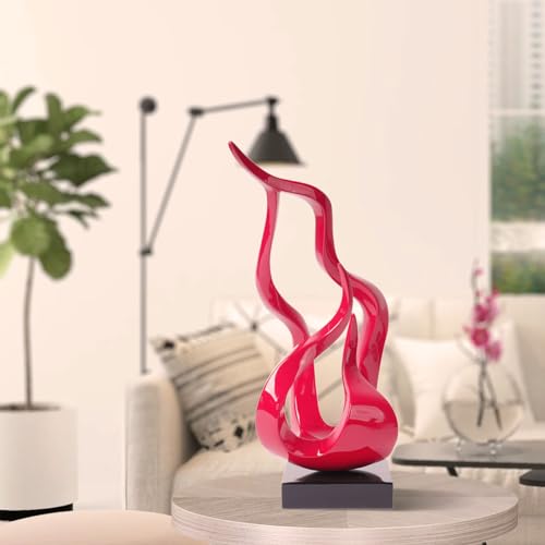 Abstract Sculpture Decor Modern Art Gift Holy Flame Figurine Statue for Bookshelf Table Desktop Office Red 16.5 Inch - color: Red