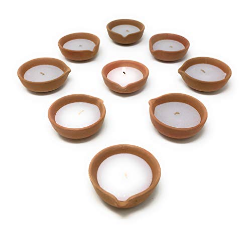 Serene Spaces Living 5-Hour Candle in Handmade Terracotta Pot by CPAA, Ideal for Lighting at Christmas, Set of 9