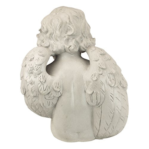 Design Toscano JE101261 Angel of Meditation Shelf Sitting Statue, 13 Inch, Polyresin, Antique Stone