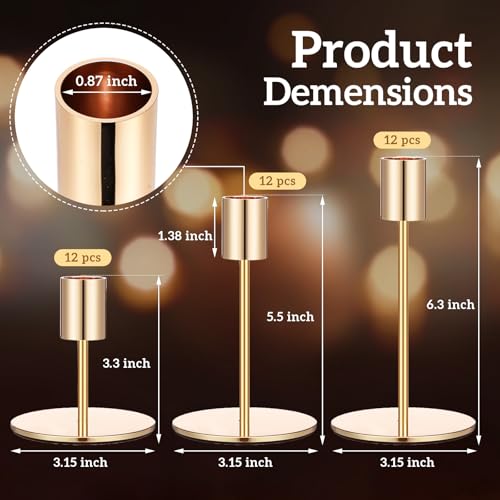 Sieral Candle Holders Bulk Taper Candlesticks Holders Set Modern Decorative Metal Candelabras for Wedding Anniversary Home Dinning Table Centerpiece Xmas Party Decor(Gold,36 Pcs) - color: Gold