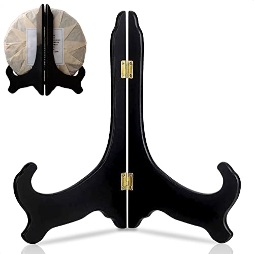 Guffman 12 Inch Wooden Display Stand - Black Wood Plate Stand Frame - Decorative Plate Holders Stands for Display Pictures, Cookbooks, Home, Birthday, Party, Table Easel Display