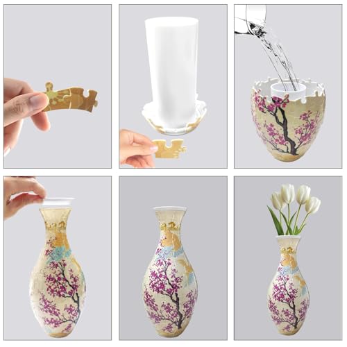 2026 Upgraded 3D Puzzle Vase Unique Flower Vase for Adults Made by 160 Curved Plastic Puzzle, Relax Puzzles for Adults, DIY Jigsaw Creative Gift for Parents - color: Spring