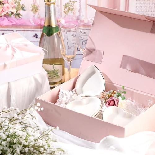 Shappy 12 Pcs Ceramic Jewelry Tray 4.5 in Ring Dish Bulk Decorative Trinket Dish for Bridal Christmas Birthdays Gifts - style: Heart