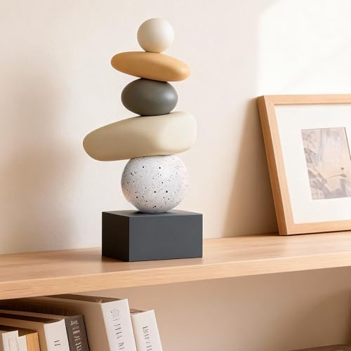 Aris & Juno Modern Abstract Resin Sculpture, Good Luck Stone Statue for Home Decor, Living Room, Office & Study – Contemporary Art Ornament for Good Fortune