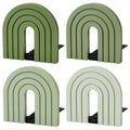 FYSUIMU 4Pcs Boho Sage Green Arch Wood Bookends Non Skid Book Stoppers Rainbow Shape Wooden Book Stands for Heavy Books Home Office Library Kitchen