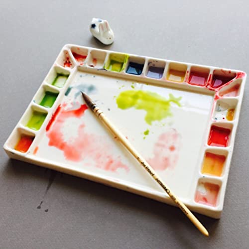 Bower Bird Porcelain Watercolor Palette 18wells Rectangle Artist Professional Ceramic Palettes for Painting (Porcelain) - size: 7.8x5.7in