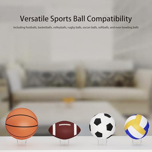 Acrylic Ball Holder 3-Pack, Small Size for Baseball, Softball & Golf Ball; Medium & Large Size for Basketball, Soccer, Volleyball; Horizontal Size for Rugby and Football - style: Large - 4.7 x 2.6 inch