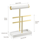 bussdis 2 Tier Bracelet Holder Display - Detachable T Bar White Velvet Bracelet Holder, Jewelry Holder Organizer for Bracelet, Necklace, Earrings, Rings - color: White