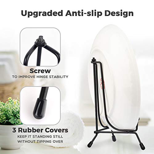 Mocoosy 4 Pack Improved Anti-Slip Plate Stands for Display, 6 Inch Plate Holder Display Stand, Picture Frame Holder Stand, Black Iron Easel Stands for Photo, Decorative Plate and Tabletop Arts - size: 6 Inch