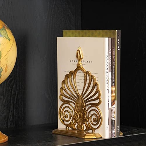 Book Ends Heavy Duty Creative Light Luxury Bookends Simple Retro Book Reading Rack Desk Desktop Storage Brass Book Stand Ornaments Home Decorations for Shelves