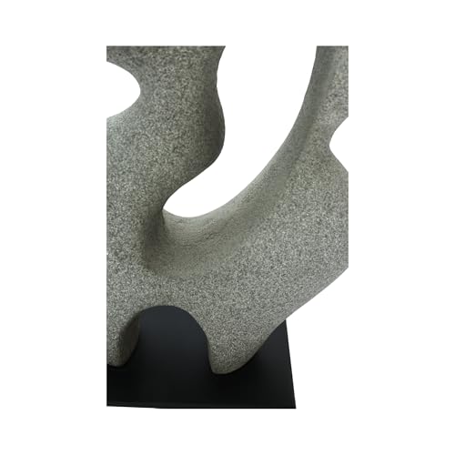 Elio Sculpture, Rectangular, Ecomix, Slim Metal Base, Freeform Modernist Figure, Charcoal Grey