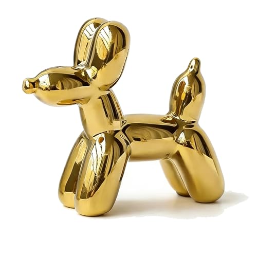 Modern Balloon Dog Decorative Sculpture,Ceramic Dog Figurines Statues Contemporary Art Decor for Living Room,Bedroom,Desk,Bookshelf,Shelf,Coffee Table, Fireplace Mantel (Gold) - color: Gold