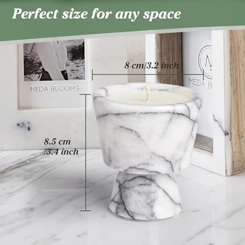 Scented Candle in Handmade Marble Container |1 Set | Soy Wax | Non-Toxic | Reusable Stone Jar | Story of Stone | Distinctive Gift. Natural Spring Aromatherapy for Women & Men - color: Fressia&Marble container