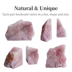 Heavy Duty Rose Quartz Bookends - Decorative Stone Book Ends 5-6 Lbs, for Office Home Decor, Large Book Holder Gift (1 Pair, 4-6.5" Height with Non-Slip Bumpers) - size: 5-6LBS