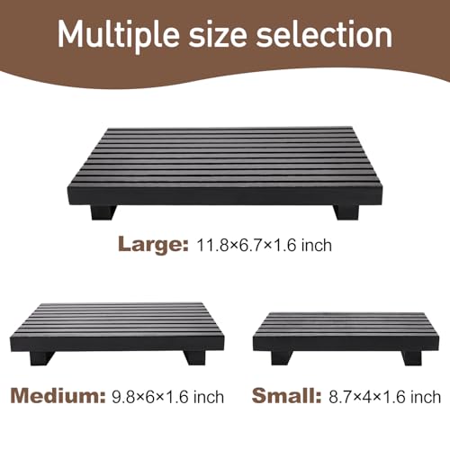 Renawe Small Black Bathroom Decor Tray for Counter Dish Soap Holder Wooden Pedestal Stand for Kitchen Sink Soap Dispenser Wood Risers Kitchen Accessories Countertop Vanity Counter Sponge Sink Tray - color: Black, size: 8.7x4 inch