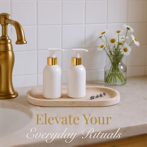 Handcrafted Travertine Tray – Bathroom Counter Organizer, Jewelry Tray, Perfume Organizer & Decorative Tray for Vanity Accessories, Coffee Table Decor & Bathroom Countertop (Oval, Natural) - color: Natural, size: 11.8" x 5.9" x 0.8"