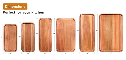 Acacia Wood Platter Small 12"X5.5" Charcuterie Boards Long Rectangle Decorative Trays Home Decor Cheese Board Wooden Serving Platters for Cookie, Snack, Dessert, Food Dish Cake Appetizer Plates - size: 12" × 5.5" × 0.6"