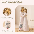 NAN ZAI NAN FANG Gifts for Mom from Daughter Mother Daughter Figurine 5.5" Resin Hand-Painted Sculpture Mothers Day Birthday Thanksgiving for Moms Home Decor Figurines - style: Mother and Daughter Wearing Flower