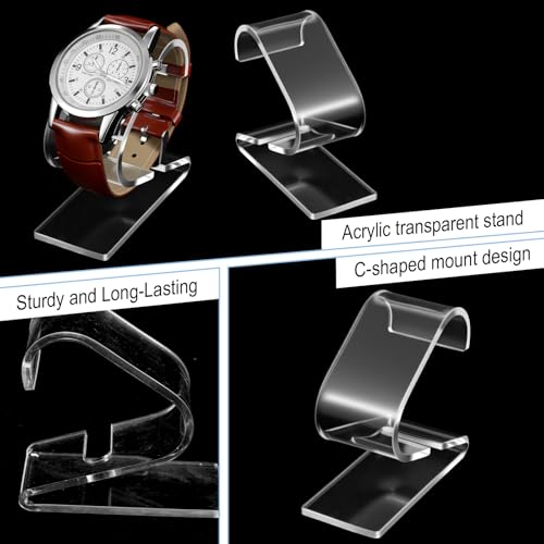 2 PCS Acrylic Watch Display Stand Clear Single Watch Holder Display Portable C Shape Single Bracelet Holder Organizer Storage Rack Jewelry Stand for Men Women Store Home Bedroom Office Desk Selling