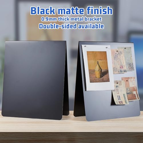 Leinuosen 1 Pcs 12 x 10 Inch Magnetic Bulletin Board Metal Magnet Board Magnet Display Stand for Tabletop Desktop Home Kitchen Office Decor (Black) - color: Black, size: 12 x 10 Inch