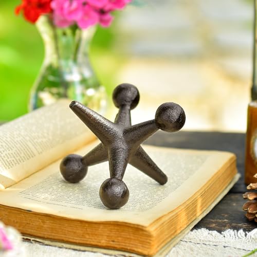 Sungmor Cast Iron Decorative Jack Statue, Home Office Accent Figurine, Antique Brown Jack Sculpture for Bookcase or Table Decoration, Creative Bookends, Paperweight, Door Stop - color: Jack Statue