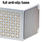 Acrimet Metal Bookends, Non-Skid Book Stand for Shelves, Heavy Duty Book Stopper, 6-7/8" H x 4" W x 4-1/2“ D, (White Bookend with Gold Design), 1 Pair - color: White Bookend With Gold Design, size: 10 cm X 11,5 cm X 17,5 cm
