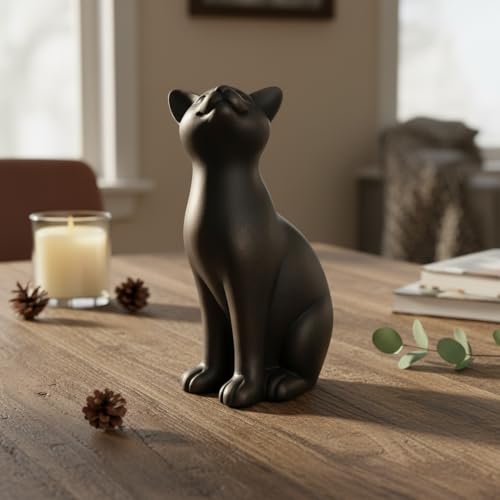 Comfy Hour 9" Cat Statue for Home Decor, Decorative Black Cat Figurines, Artisan Crafted Sitting Feline Sculpture, Unique Cat Lover Present for Women, Polyresin Desktop Accent, 1 Unit