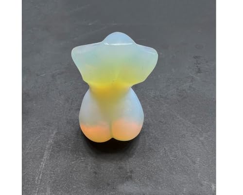 Natural Opal Crystal Female Model Figurine Hand Carved Body Sculpture Statue Gemstone Small Figurine Reiki 3 Inch Home Office Decor Ornaments 100-150 Grams - color: Opal