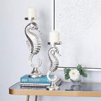 Deco 79 Aluminum Metal Decorative Candle Holder Candle Stand, Set of 2 Candlestick Holder 18", 14"H, Silver