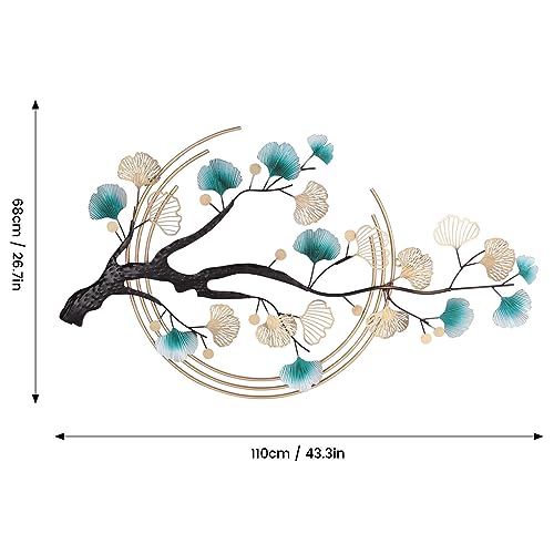 YUYANSHOP 3D Ginkgo Tree Leaf Metal Wall Art, Modern Luxury Metal Wall Nature Art Decor, Metal Wall-Mounted Sculpture, Hanging for Living Room Bedroom Kitchen Decoration Gifts,110x68cm